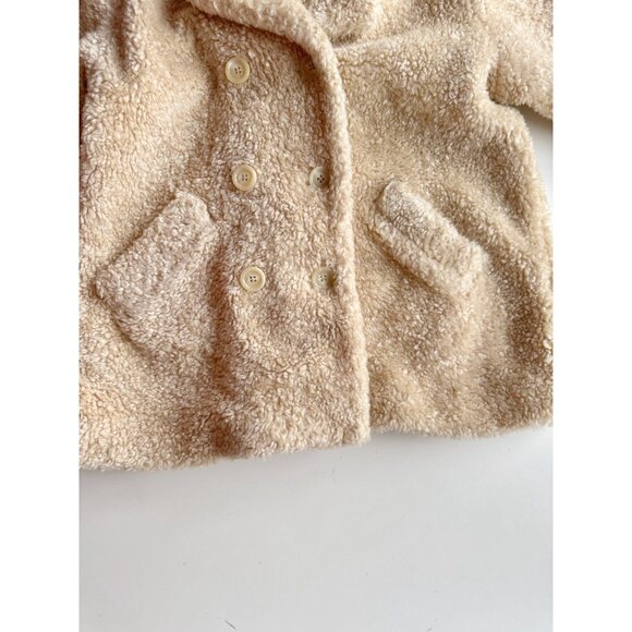 Vintage Girls' GAP Beige Faux Fur Shearling Teddy Bear Peacoat, Size M (8-9) - Picture 5 of 12